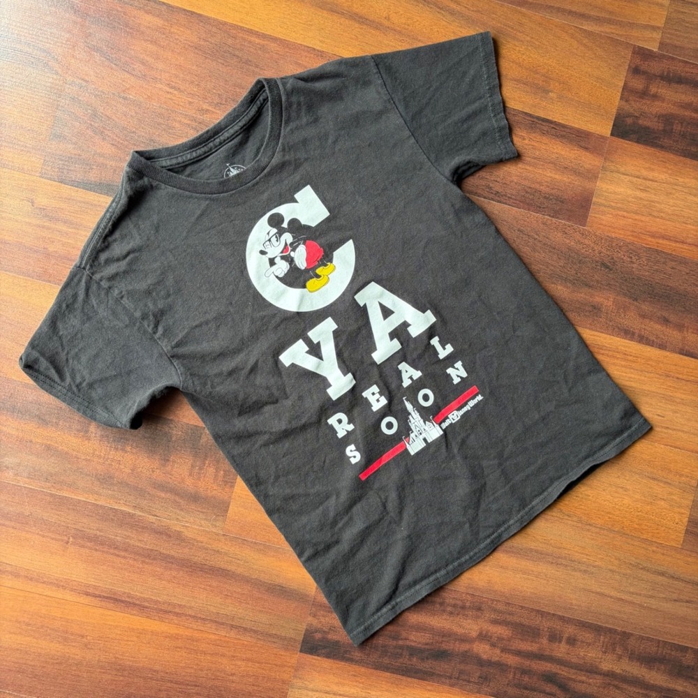 Disney Parks Kids Mickey Mouse See Ya Real Soon Gray T-Shirt Medium M